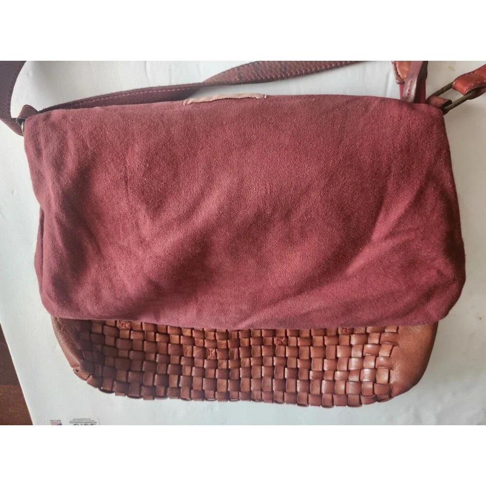 BIBA Barcelona Leather Brick Brown Color Tote Shoulder Bag Braided